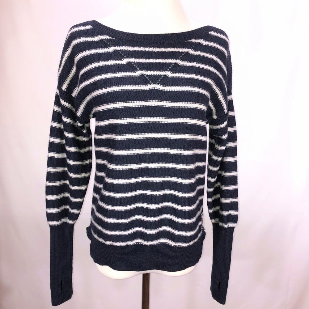 Rebecca Taylor French Sailor Embroidered Striped Light Fine Merino Sweater